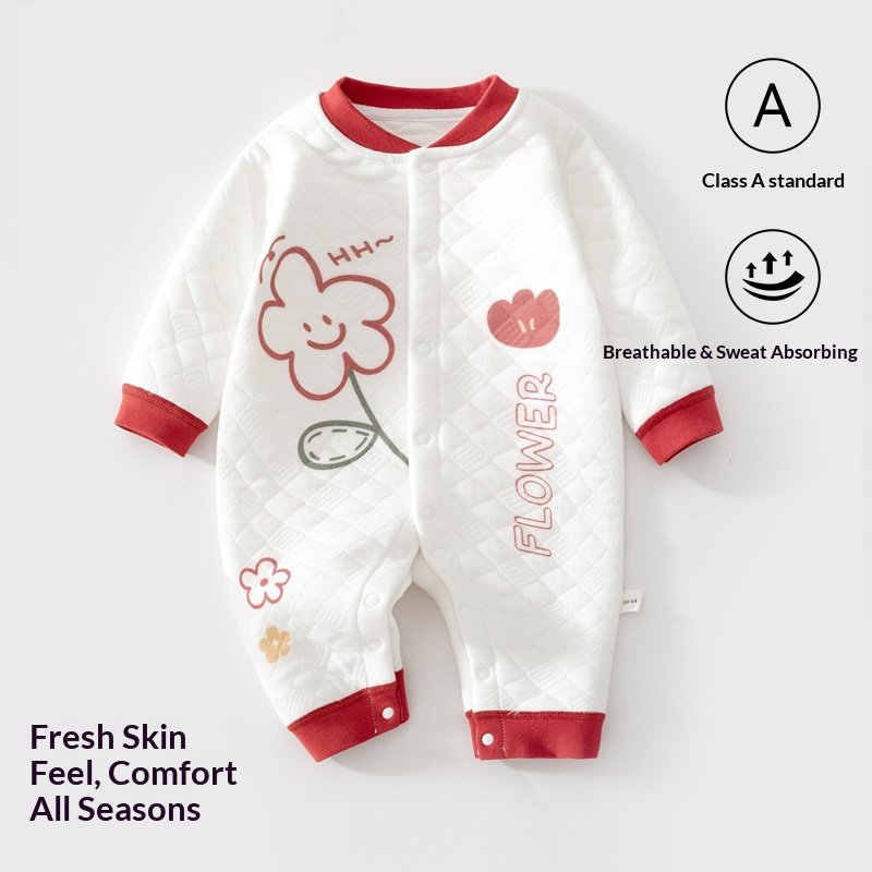 Romper Onesie Baby - Baby Front-Snap Padded Jumpsuit, Thick Cotton