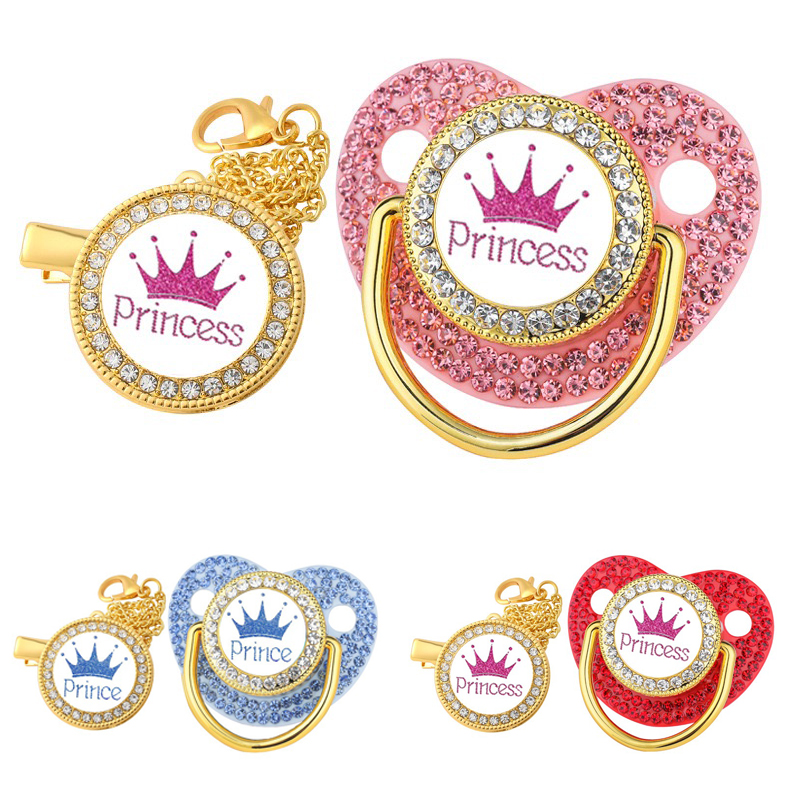 Baby Clothing Gift Set - Luxury Crown Pacifier Clip Chain Set